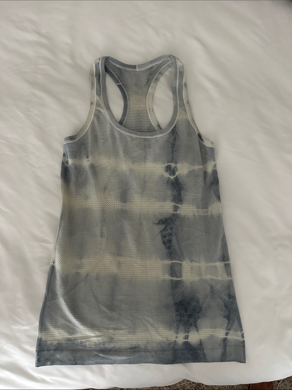 lululemon athletica Gray and Cream Tie-Dye Racerback Tank